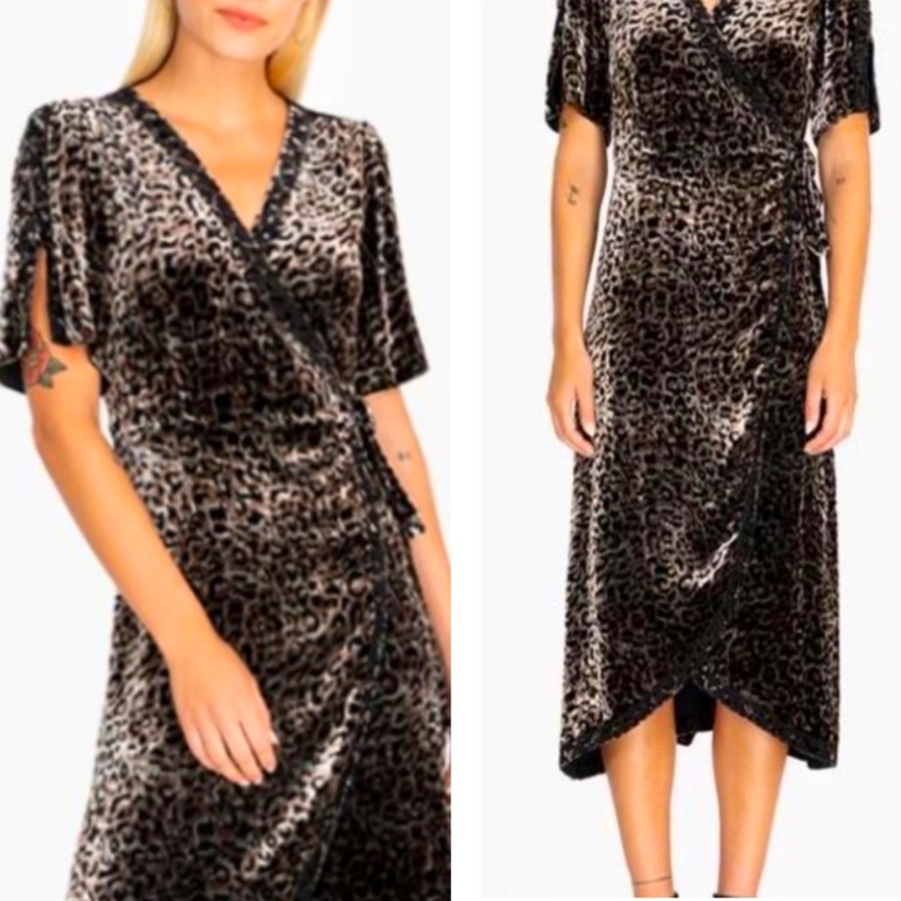 Johnny Was Leopard Velvet Midi Dress XL
